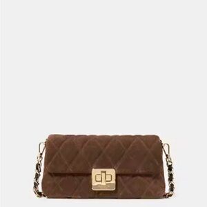 ♠️ kate spade Carey Quilted Suede Mini Crossbody, Hot Fudge Brown NWT